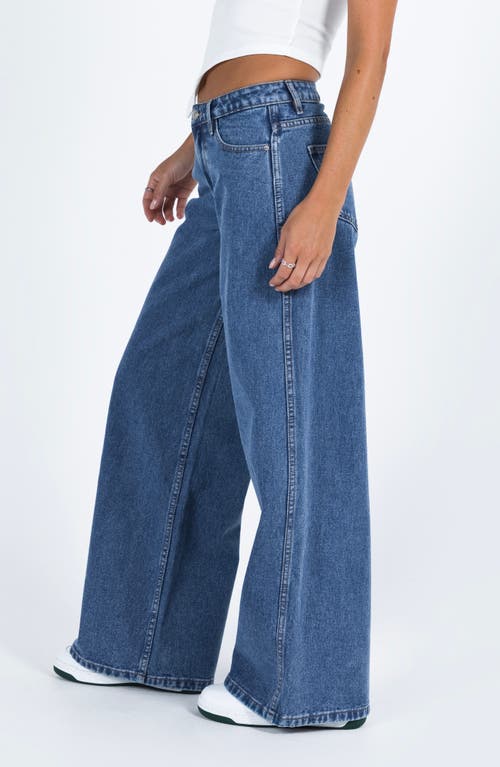 Shop Princess Polly Ramos Low Rise Wide Leg Jeans In Blue