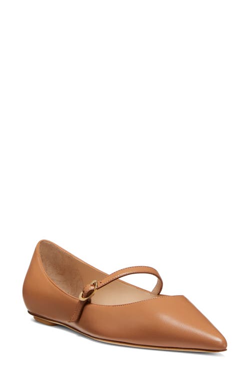 Shop Stuart Weitzman Emilia Mary Jane Flat In Tan