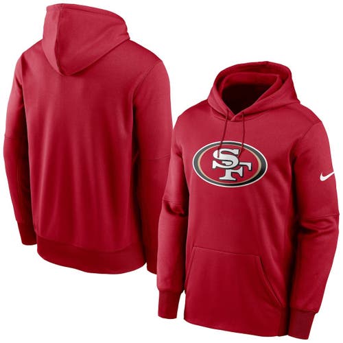 Men's Nike Scarlet San Francisco 49ers Fan Gear Primary Logo Therma Performance Pullover Hoodie