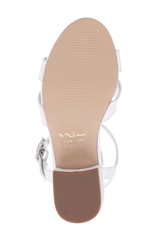 Shop Nina Kids' Valentin Ankle Strap Sandal In White Patent/ Glitter