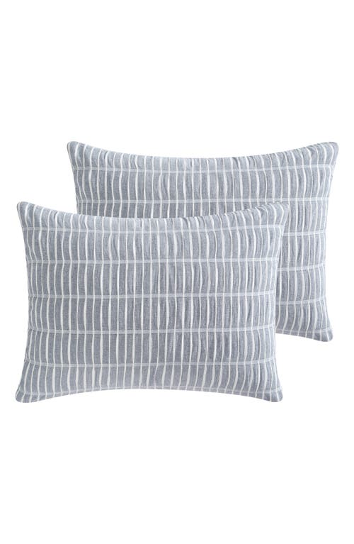 Tahari Stripe Seersucker 3-piece Comforter Set In Denim