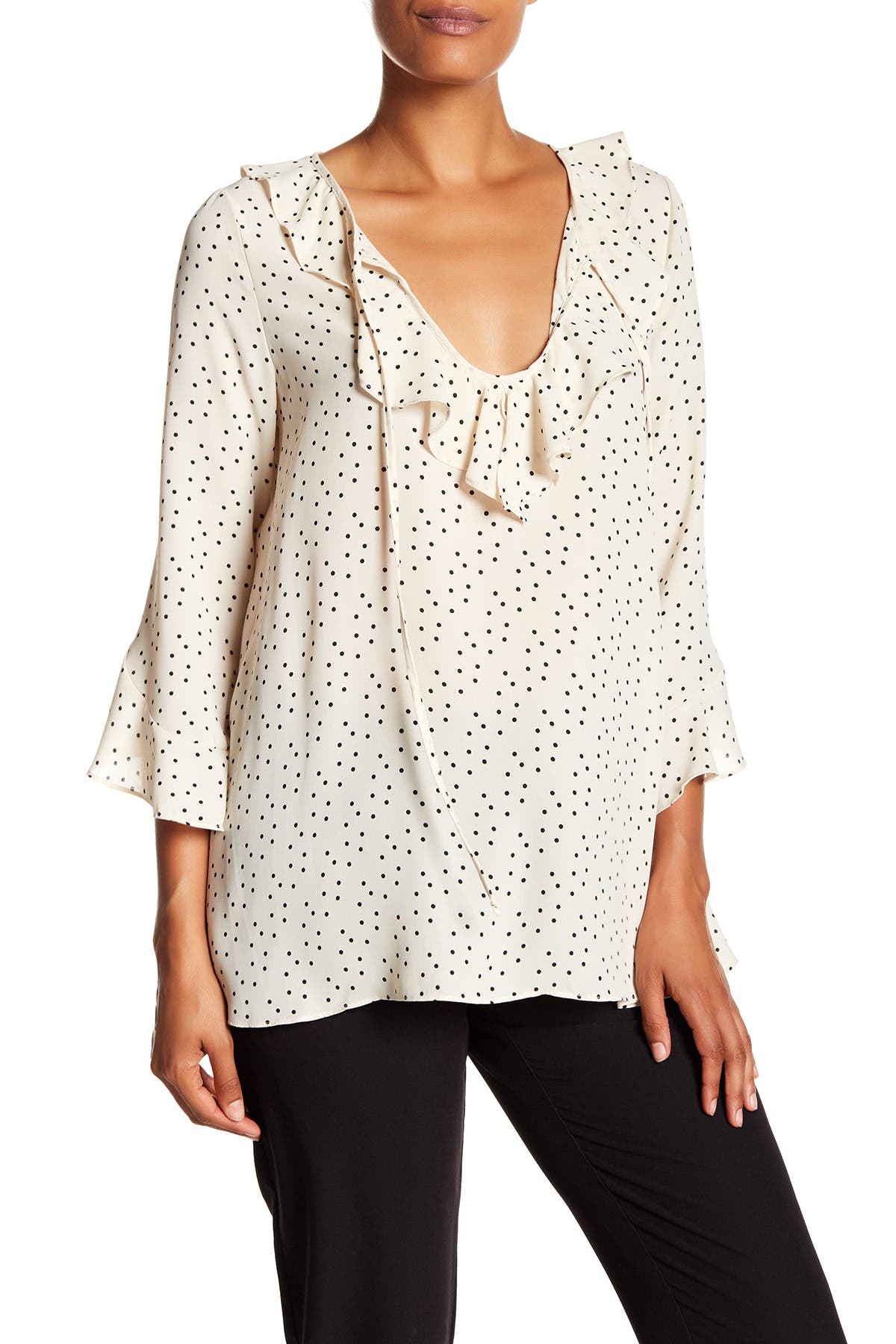 polka dot bell sleeve blouse