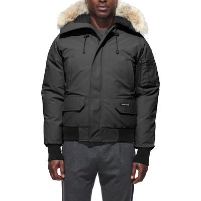 Canada Goose Pbi Chilliwack Regular Fit Down Bomber Jacket With Genuine Coyote Trim, Grey