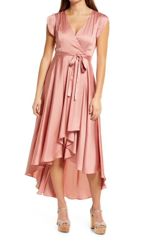 Lulus Fallen For You Satin High/Low Dress in Rose