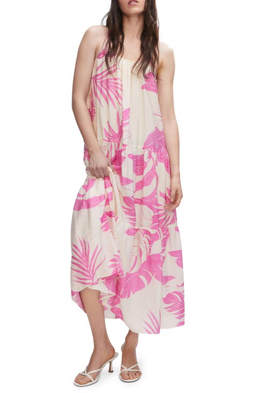 MANGO Print Tiered Dress Ivory/Pink at Nordstrom,