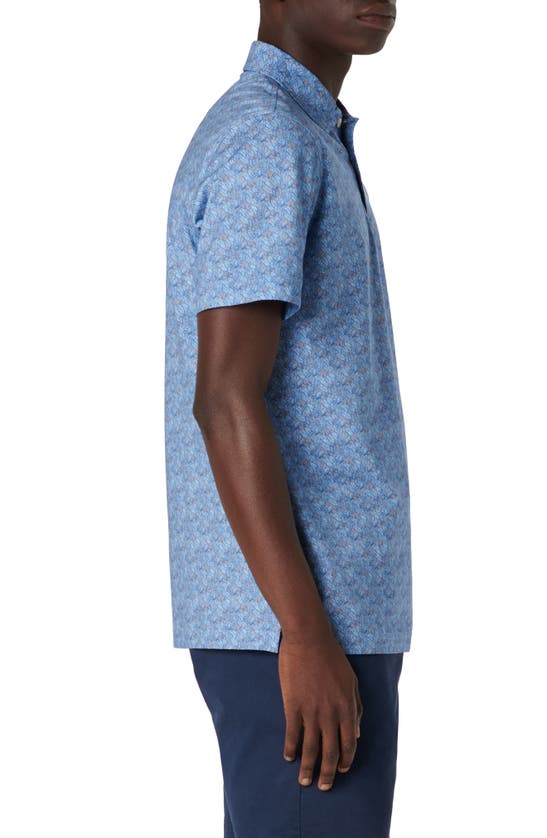 Shop Bugatchi Victor Ooohcotton® Leaf Print Polo In Air Blue