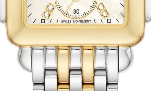 Shop Michele Deco Mid Diamond Dial Bracelet Watch, 29mm In Gold/mop