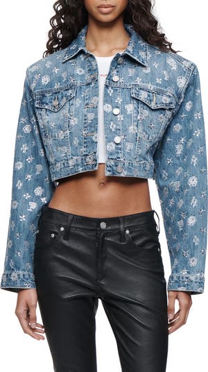 Bling blue jean jacket best sale