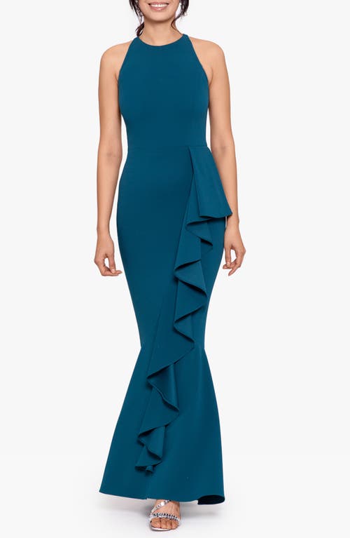 Betsy & Adam Ruffle Mermaid Gown Azure at Nordstrom,