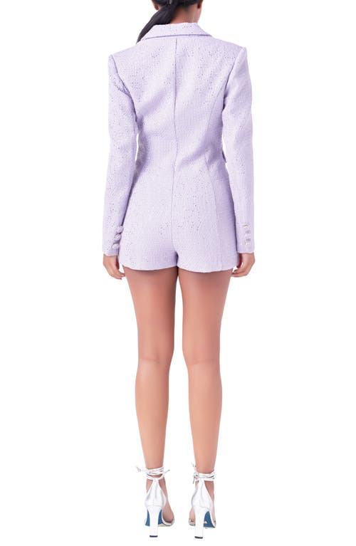 Shop Endless Rose Premium Sequin Tweed Long Sleeve Blazer Minidress In Lilac