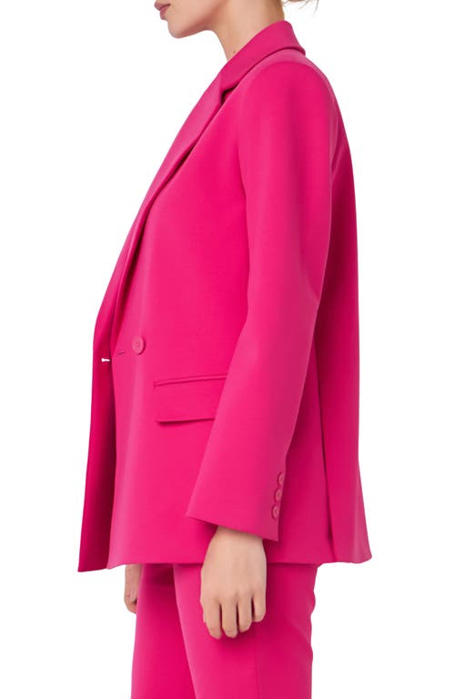 Shop English Factory Double Breasted Cotton Blend Blazer In Fuchsia