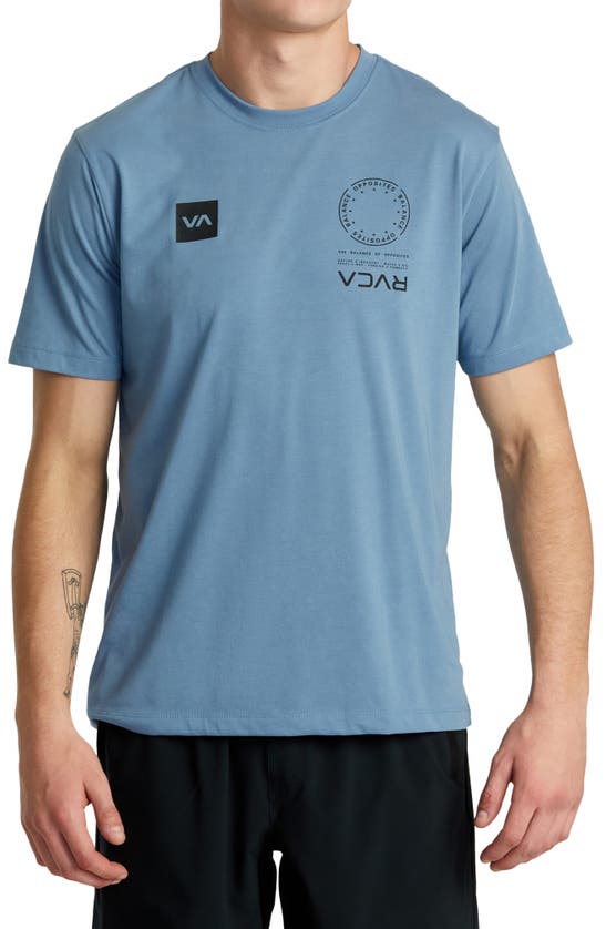 Rvca Va Mark Performance Graphic T-shirt In Blue Tack