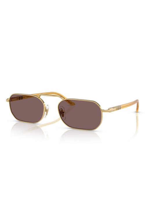 Persol 57mm Polarized Rectangular Sunglasses In Gold