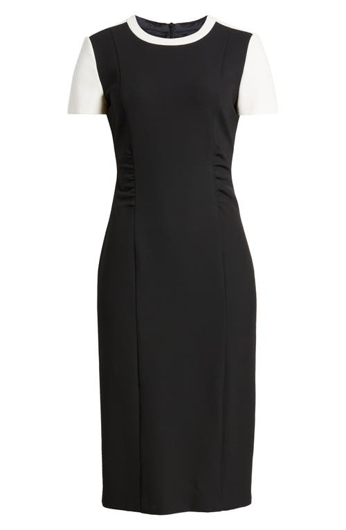 Shop Hugo Boss Boss Dufeva Colorblock Sheath Dress In Black