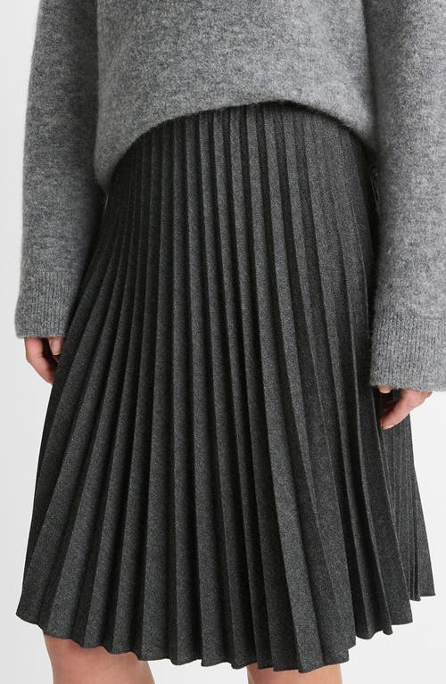 Shop Vince Pleated Herringbone Skirt In Charcoal