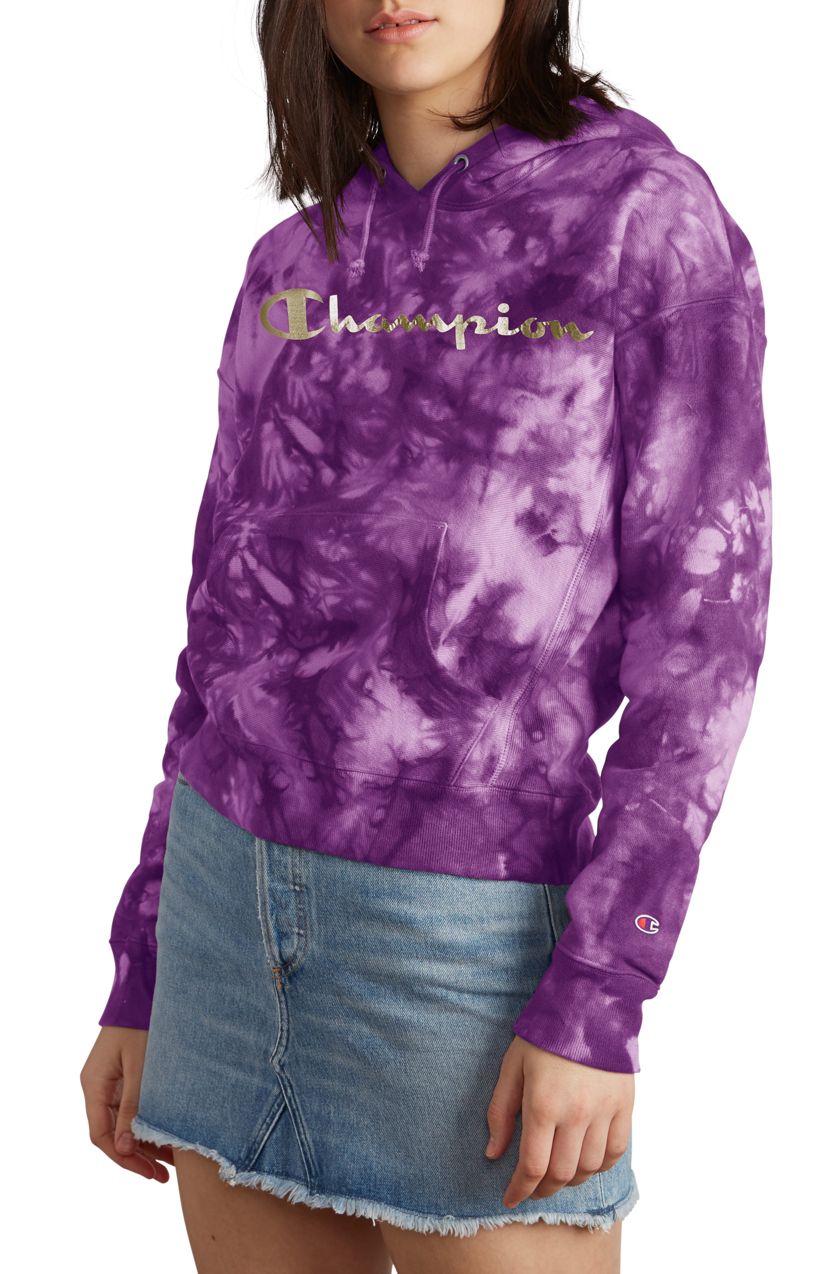 champion purple tie dye hoodie