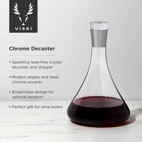 Viski Irving Crystal Decanter With Chrome Rim In Clear