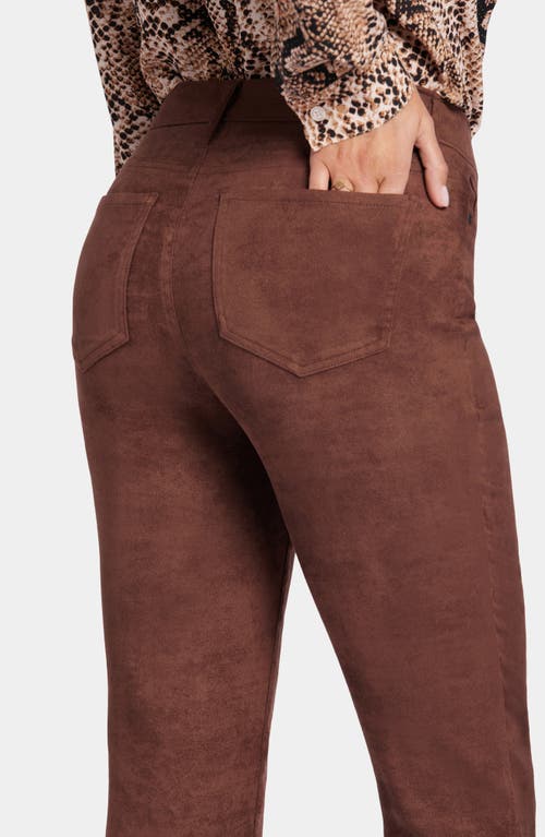 Nydj Sheri Slim Faux Suede Pants In Dark Chocolate