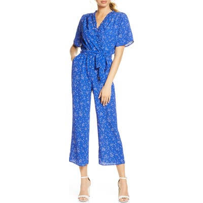 Fraiche By J Domi Surplice Neck Jumpsuit, Blue