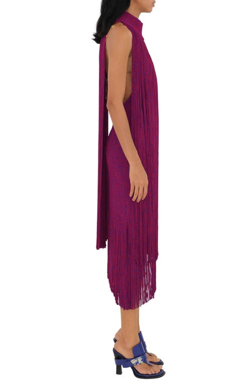 Shop Burberry Sleeveless Asymmetric Fringe Sweater Dress In Knight/pillar