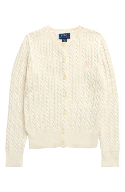 Shop Polo Ralph Lauren Kids' Cable Knit Cotton Cardigan In Warm White