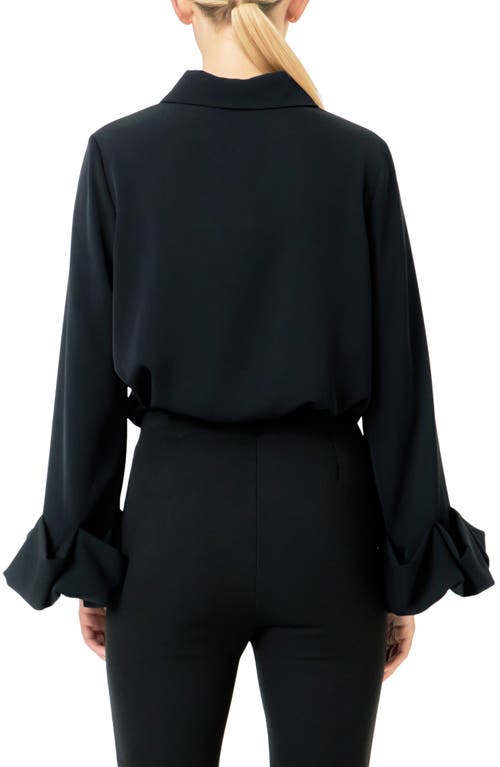Endless Rose Bubble Accent Shirt In Black In Black