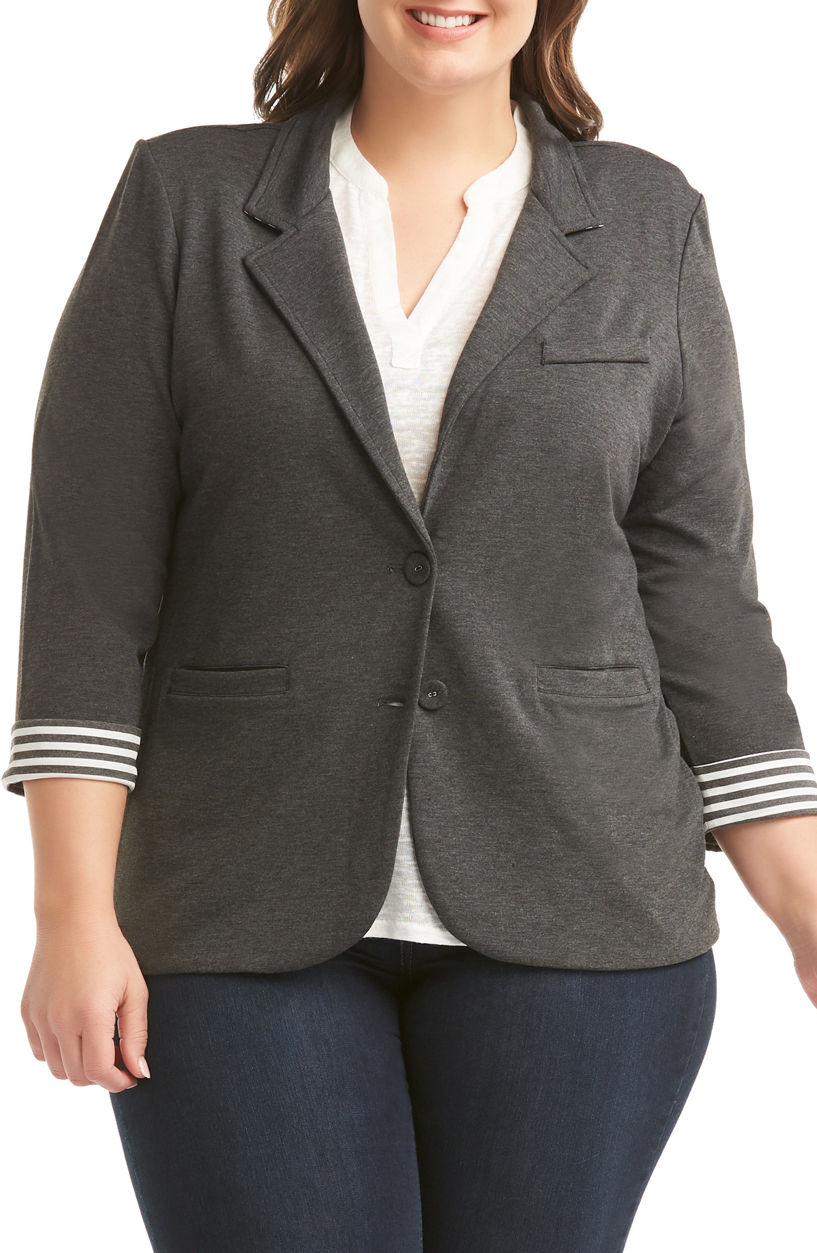 Lemon Tart Tallie Blazer In Charcoal W/ Stripe