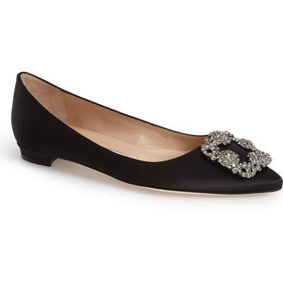 Manolo Blahnik Hangisi Flat, Black