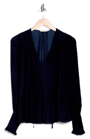 REBECCA TAYLOR REBECCA TAYLOR TIE NECK SATEEN BLOUSE