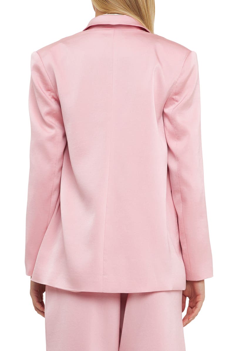 English Factory Drapey Double Breasted Satin Blazer | Nordstrom