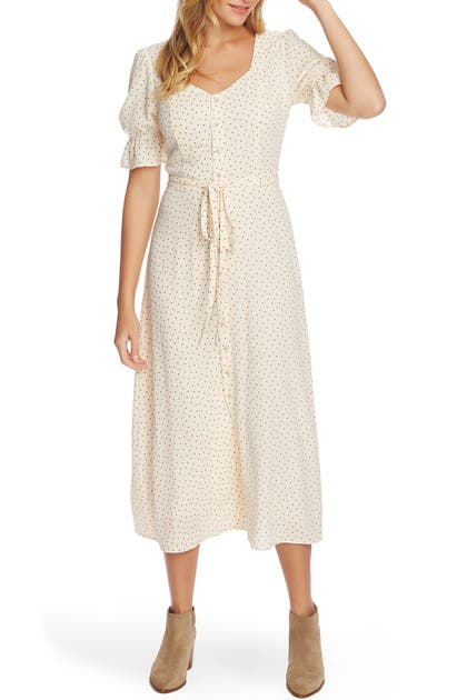 1.STATE SCATTER DOT PUFF SLEEVE MIDI DRESS,8120911
