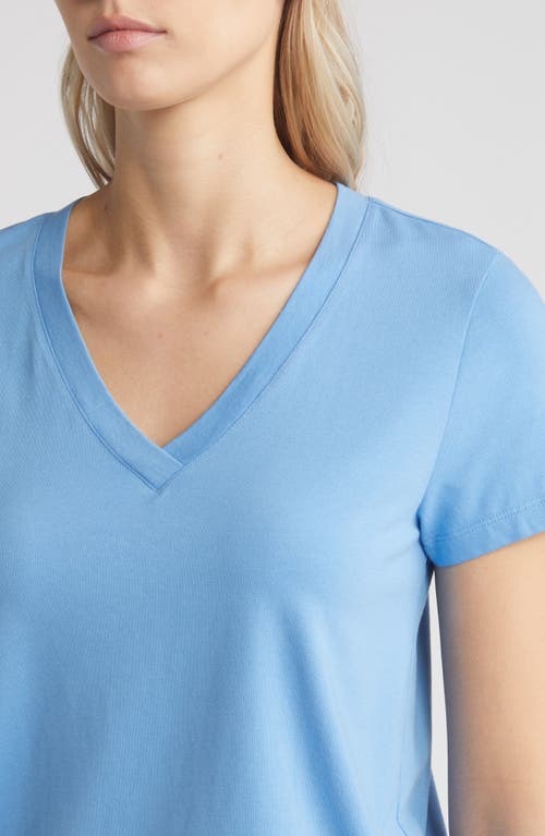 Shop Caslonr Caslon(r) Stretch Cotton Blend V-neck T-shirt In Blue Lake