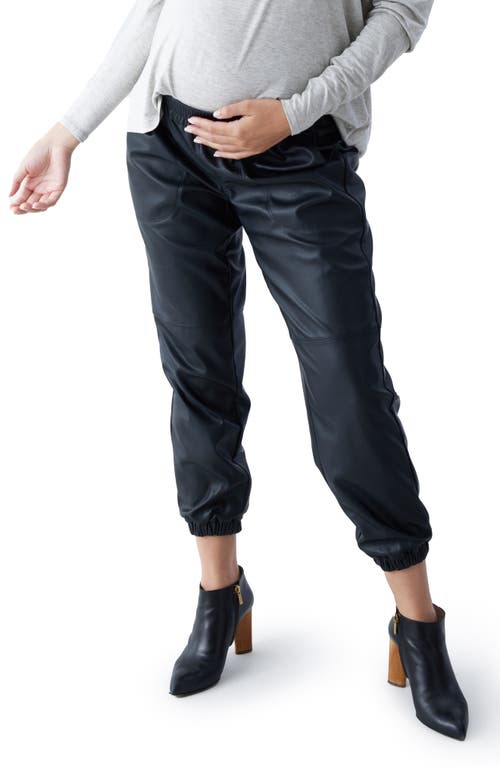 ® Ingrid & Isabel Faux Leather Maternity Joggers in Black