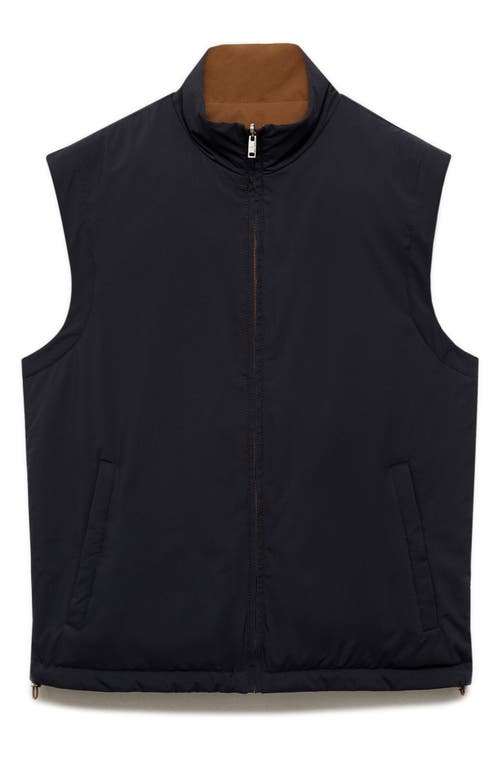 Shop Mango Water Repellent Reversible Vest In Dark Navy