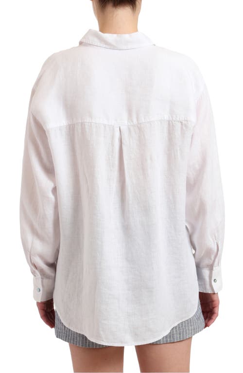 Mavi Jeans Long Sleeve Linen Button-up Shirt In White