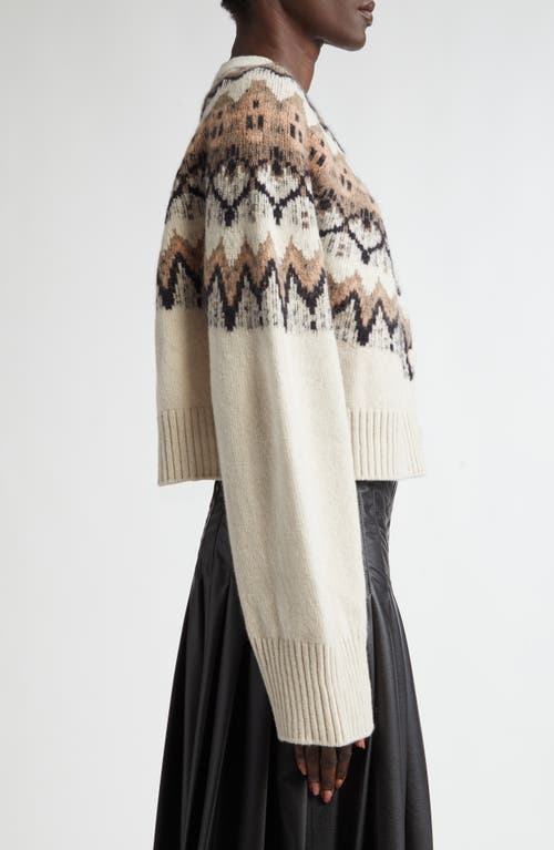 Shop Altuzarra Barnum Wool Blend Fair Isle Cardigan In Ivory Fair