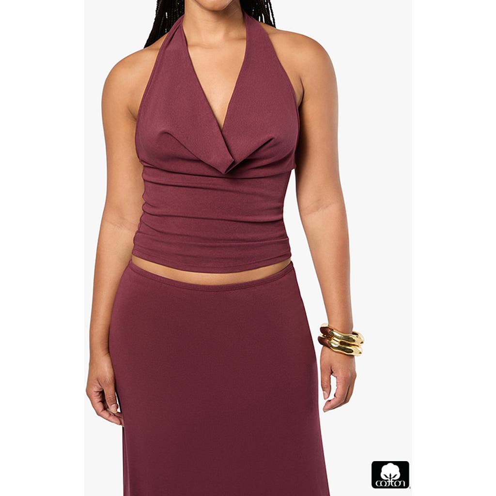 Weworewhat Halter Cowl Top In Eggplant