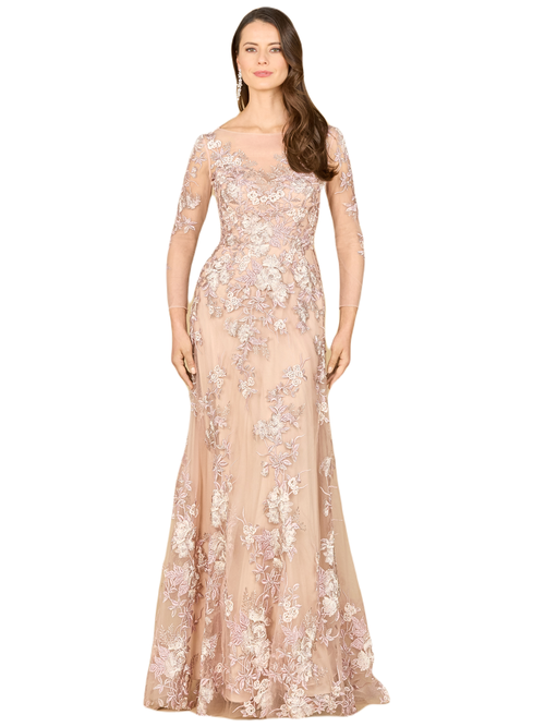 Shop Lara New York Long Flutter Sleeves Beaded Dress In Blush