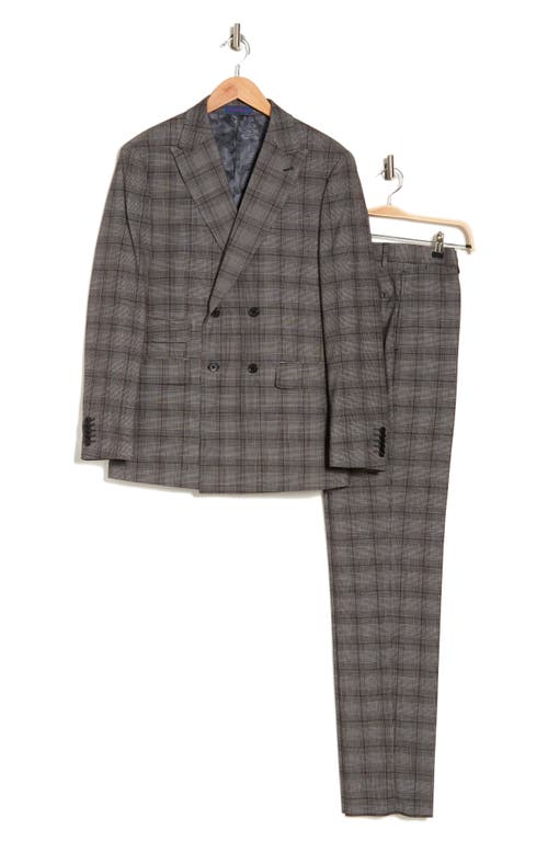 Shop English Laundry Plaid Double Breasted Peak Lapel Suit In Black/white