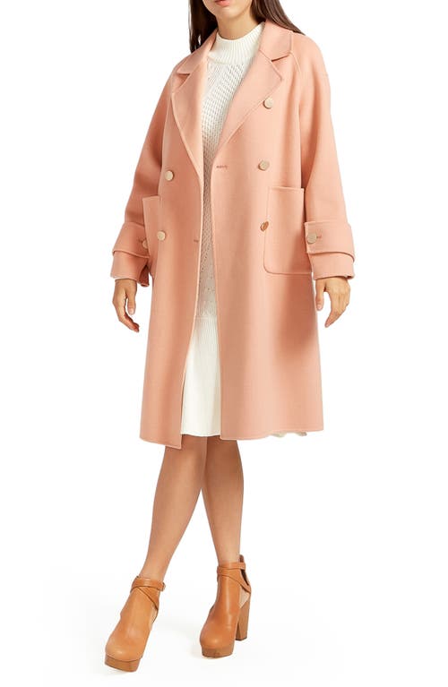 Shop Belle & Bloom Rumour Has It Oversize Double Breasted Wool Blend Coat In Peach Fizz