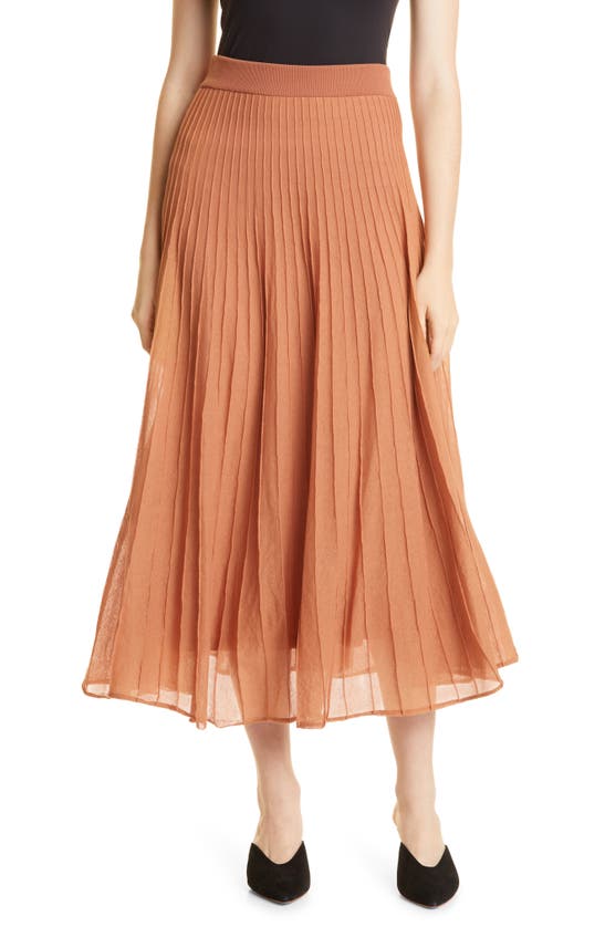 Rebecca Taylor Textured Cotton Blend Midi Skirt In Rhum