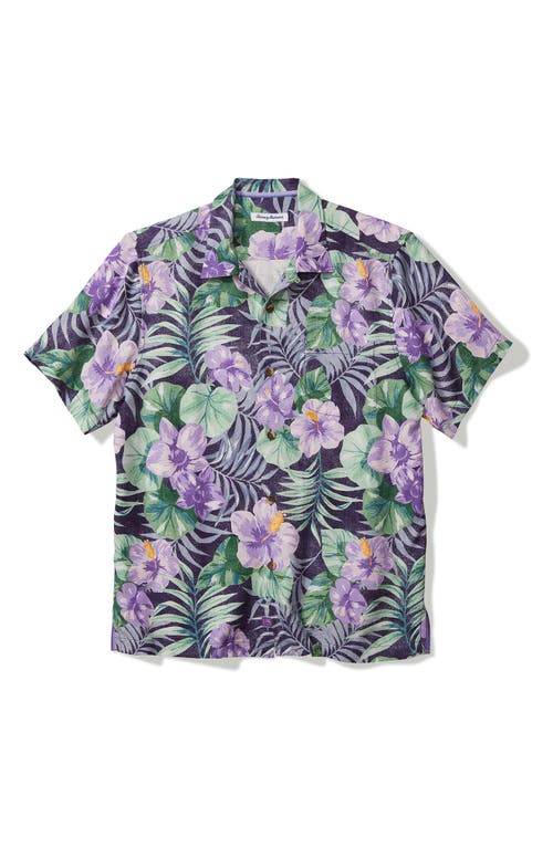 Shop Tommy Bahama Frida's Garden Hibiscus Print Silk Camp Shirt In Coastline