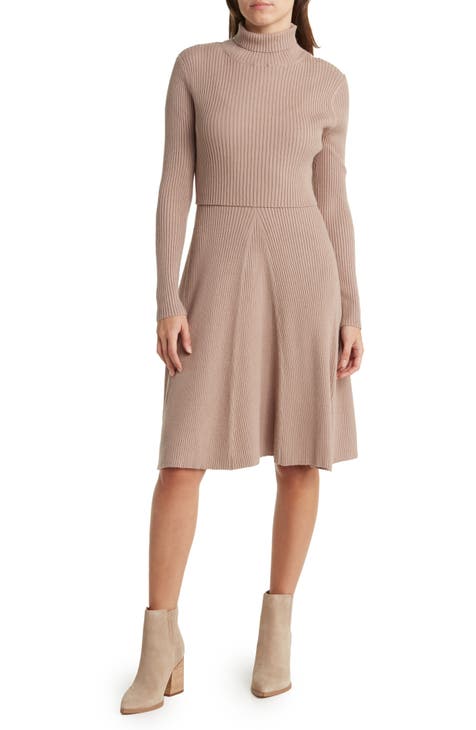 2-Fer Mock Neck Sweater Dress