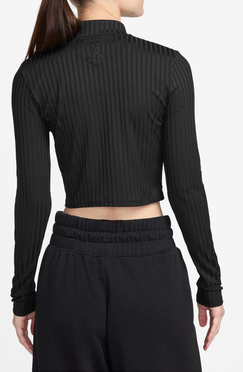 Shop Jordan Rib Zip Front Top In Black