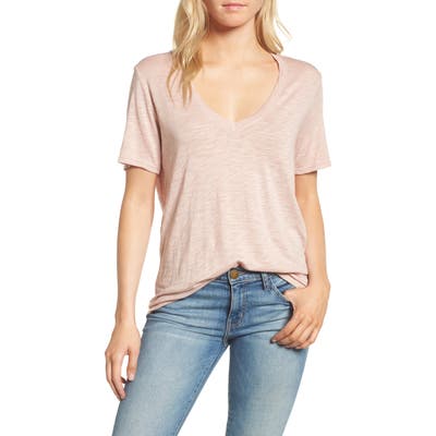 Splendid V-Neck Slub Jersey Tee, Pink
