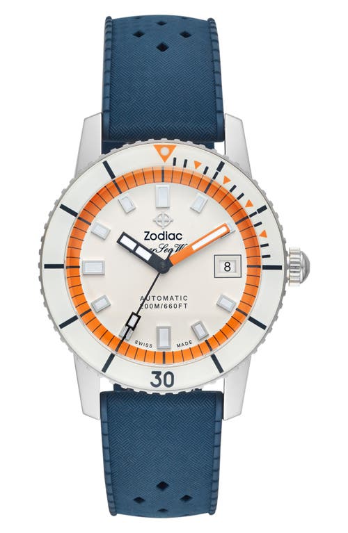 Zodiac Compression Diver Automatic Rubber Strap Watch, 40mm In Blue