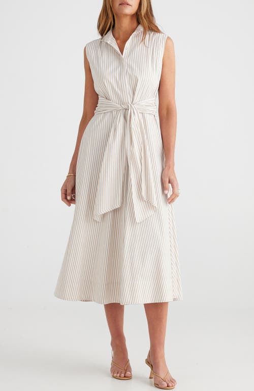 Delaware Stripe Sleeveless Shirtdress in Sand Stripe