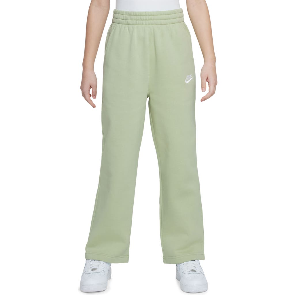 Nike Kids' Sportswear Club Fleece Wide Leg Pants In Honeydew/honeydew/white