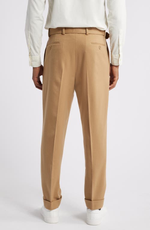 Shop Officine Generale Officine Générale Hugo Pleat Front Wool & Cashmere Pants In Sepia