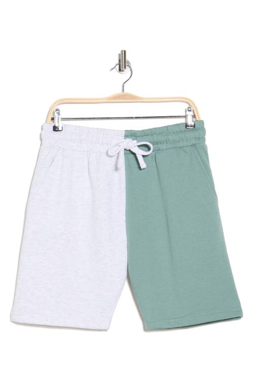 Fleece Factory Split Cotton Blend Shorts In Ash Grey/vintage Teal